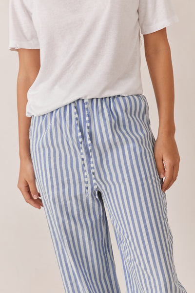 מכנסי לוסיה סטרייפס גזרה ישרה | כחול/לבן