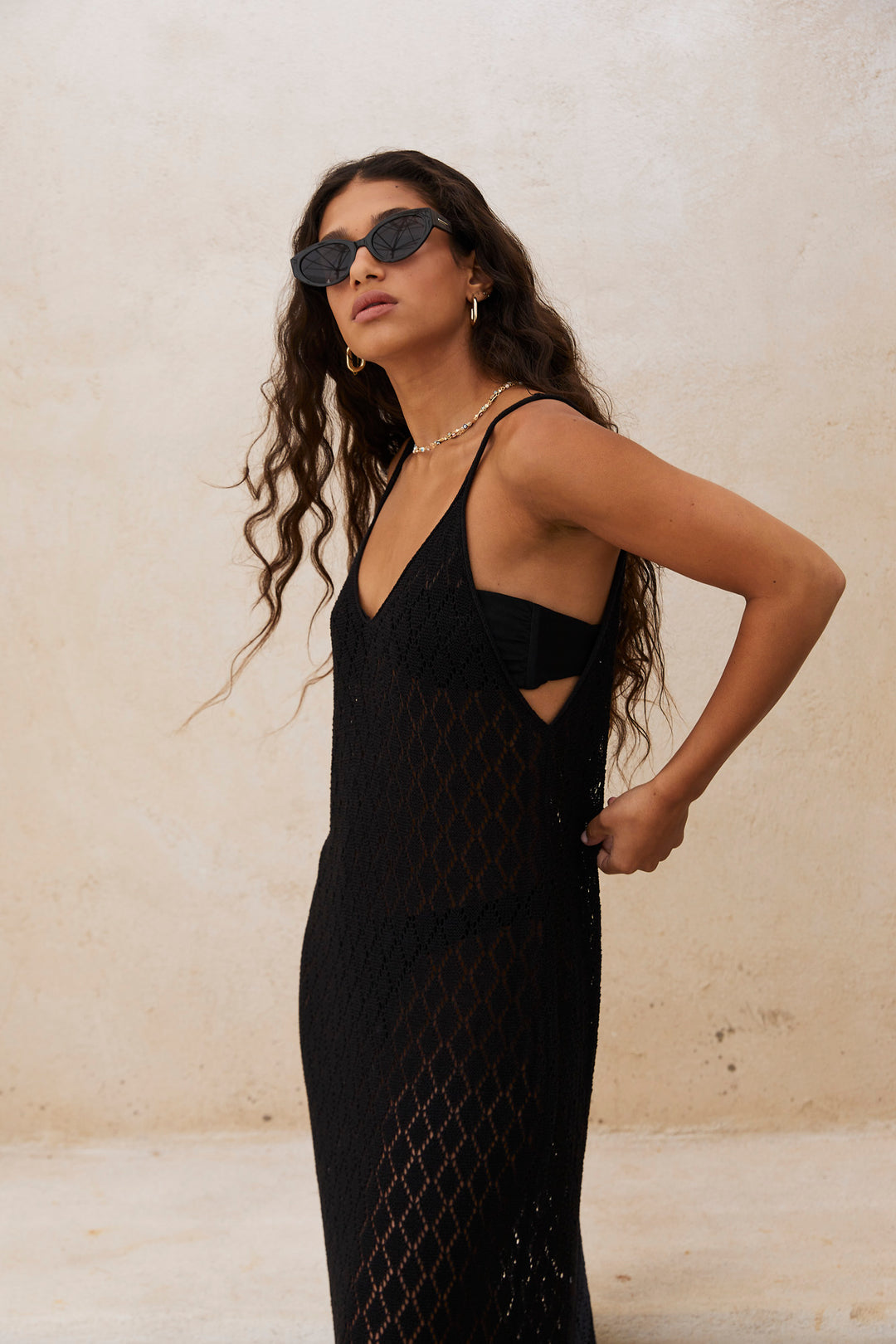 שמלת ביץ' וייבס קרושה שקפקפה | שחור