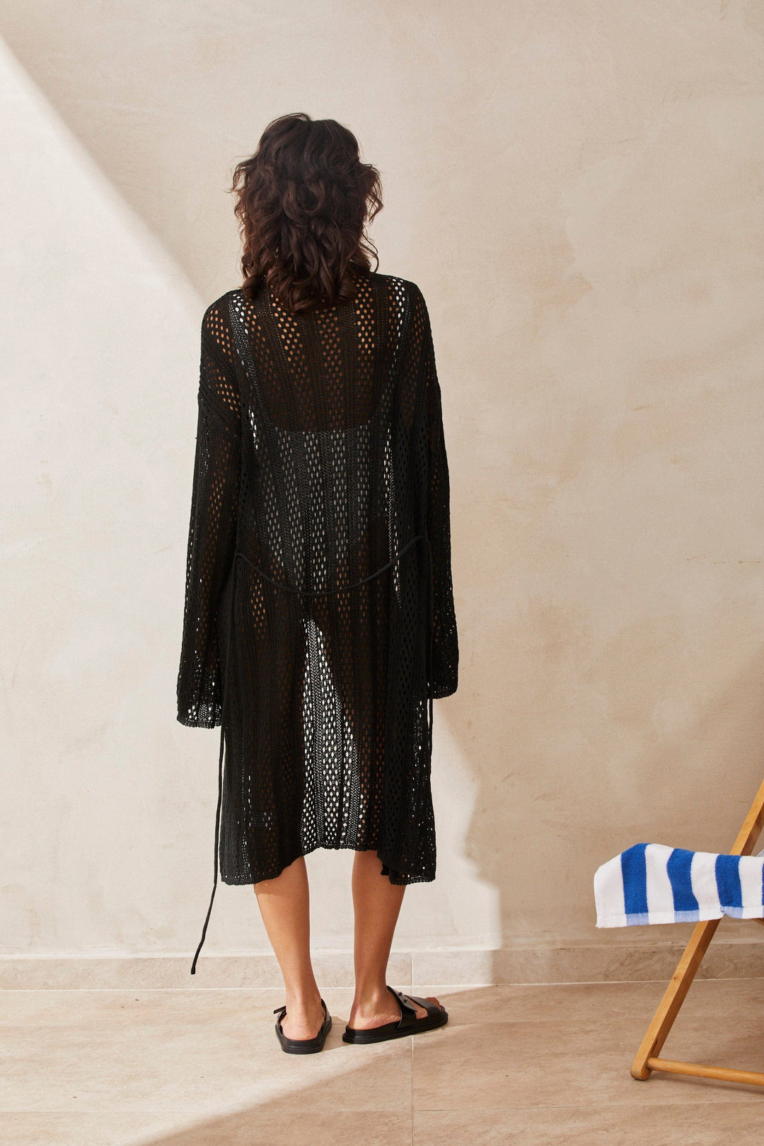 קימונו קרושה קלי בשילוב קשירה | שחור