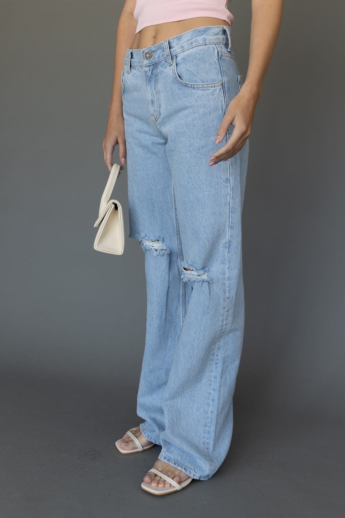 ג'ינס ריו בשילוב קרעים | ג'ינס בהיר
