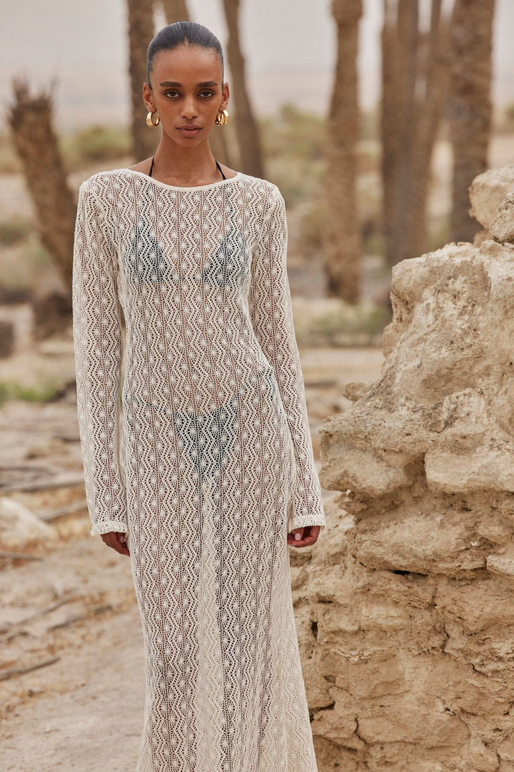 שמלת קרושה בורה בורה מחשוף בגב | שמנת