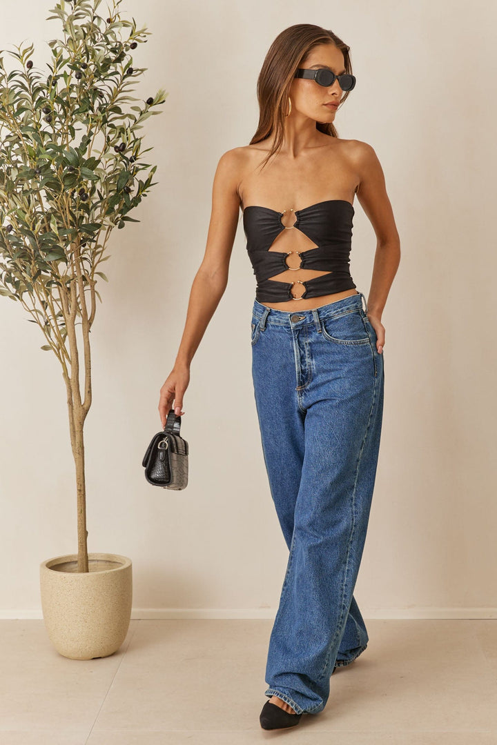 סטרפלס ניקול קאט אאוט | שחור