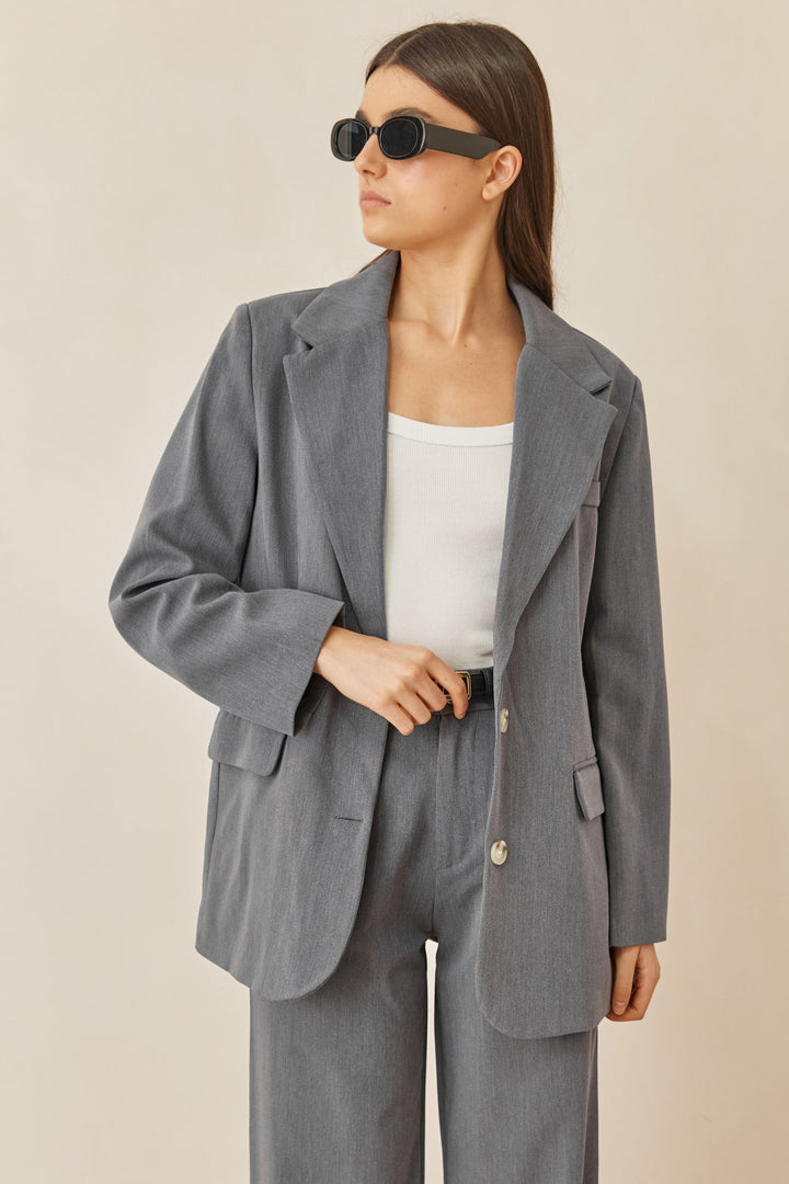 בלייזר מחויט אוברסייז רומי | אפור