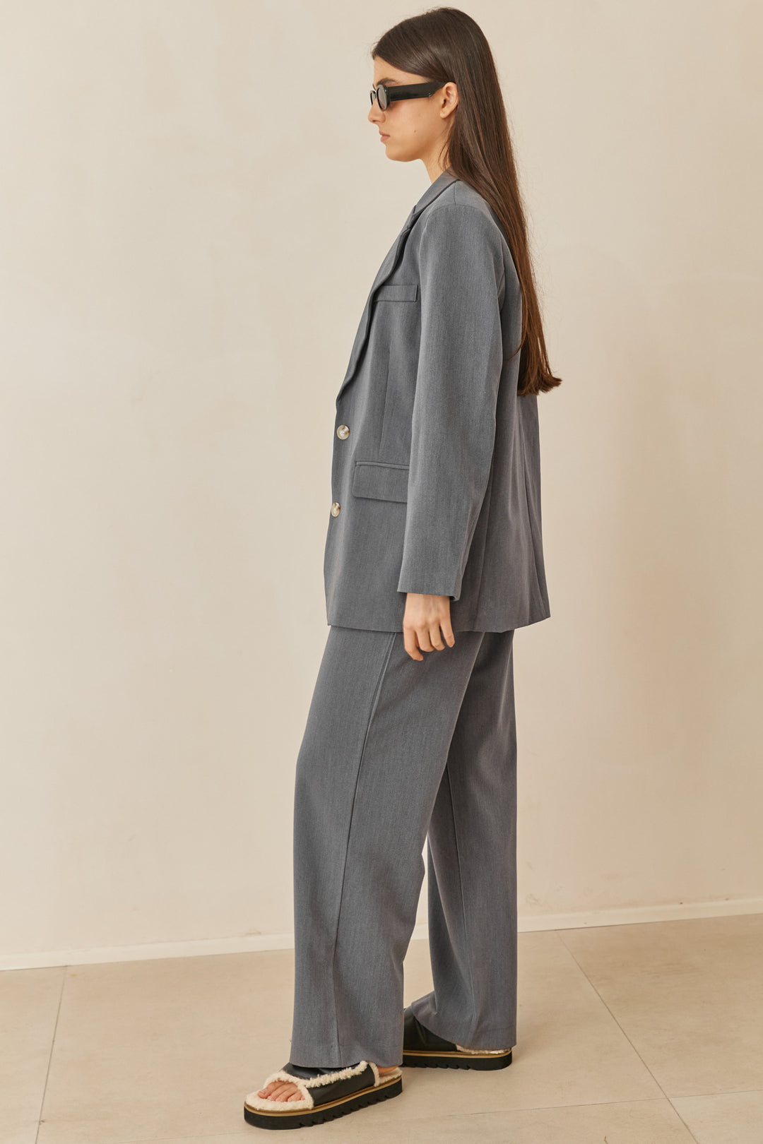 בלייזר מחויט אוברסייז רומי | אפור