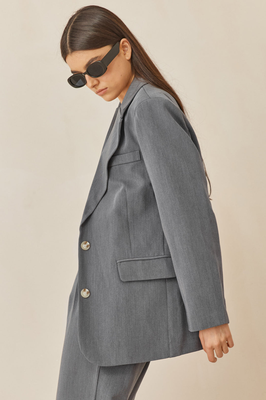 בלייזר מחויט אוברסייז רומי | אפור