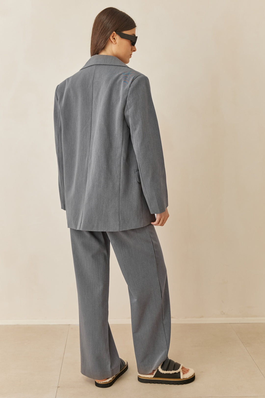 בלייזר מחויט אוברסייז רומי | אפור