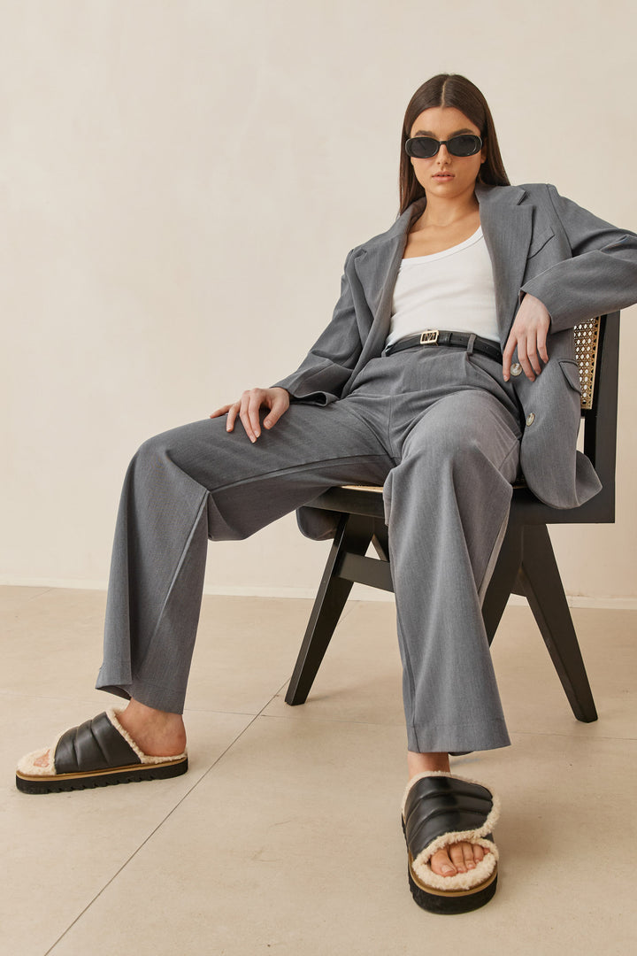 כפכפי דמוי עור גוני בשילוב פרווה | שחור