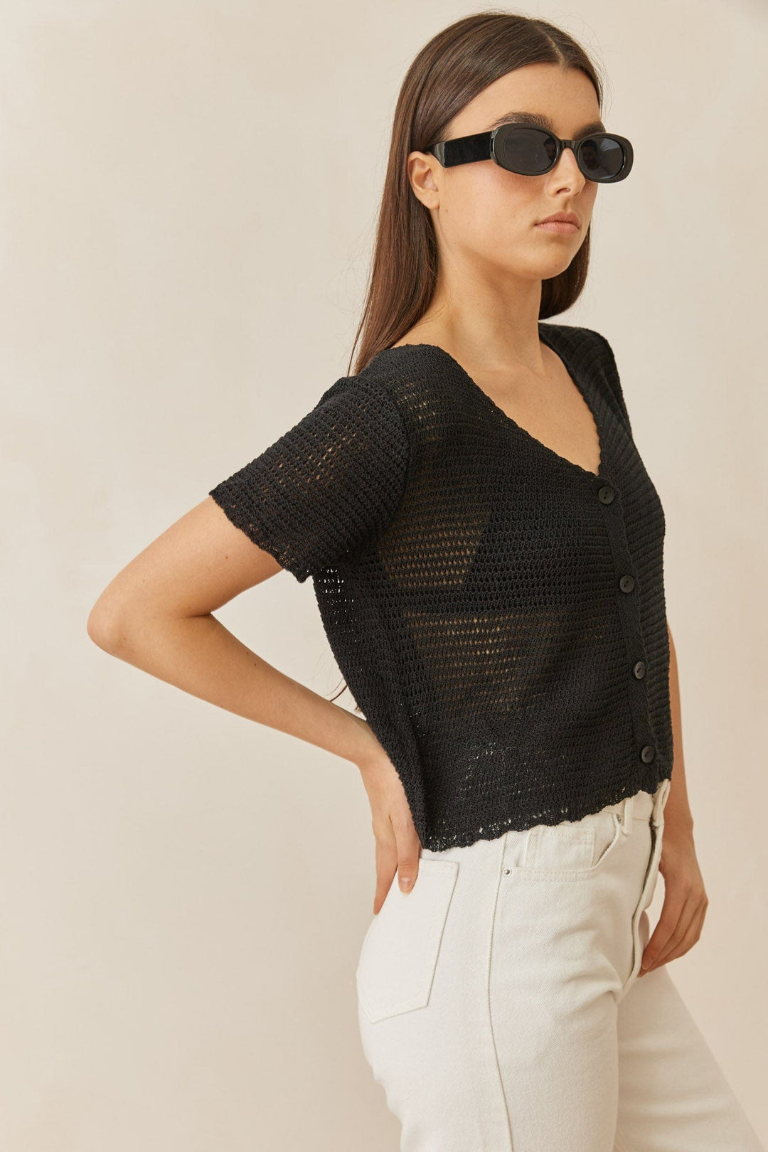 מכופתרת ברנדי בד קרושה | שחור