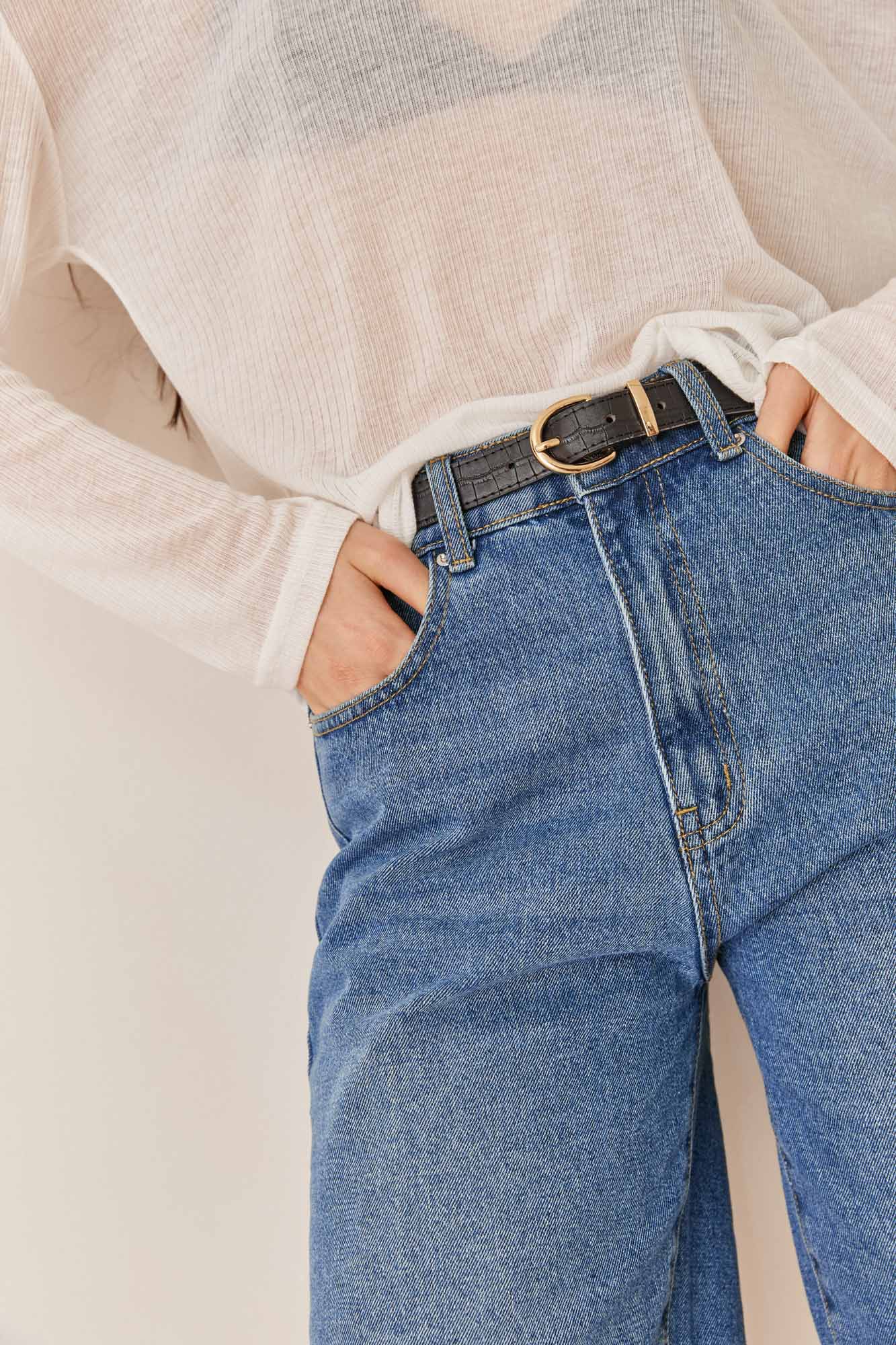 מכנסי ברמודה בריאן דנים | ג'ינס כהה
