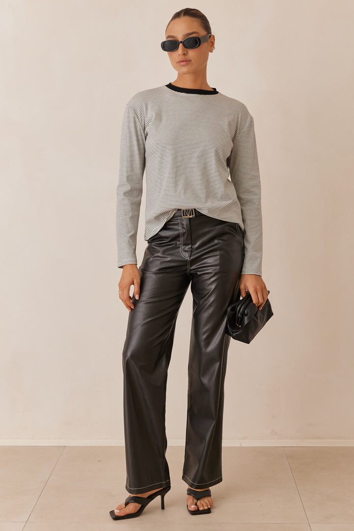 חולצת ג'יימי סטרייפס צווארון מובלט | לבן/שחור