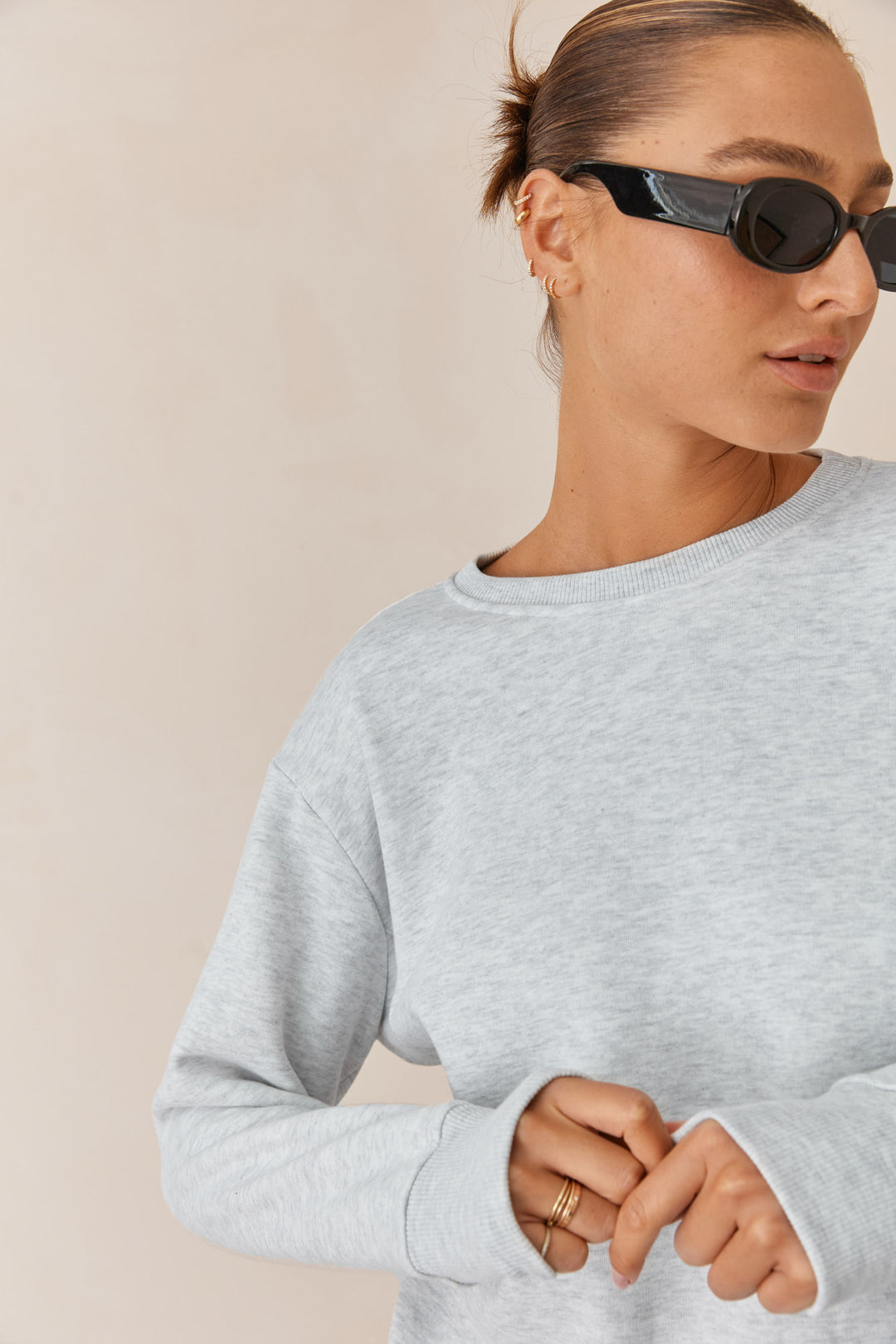 סוויטשירט מלאני בד פוטר | אפור בהיר