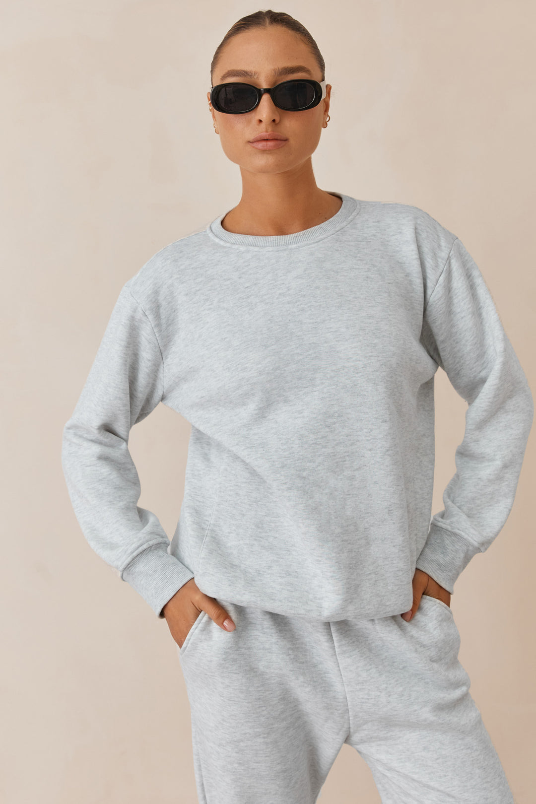 סוויטשירט מלאני בד פוטר | אפור בהיר