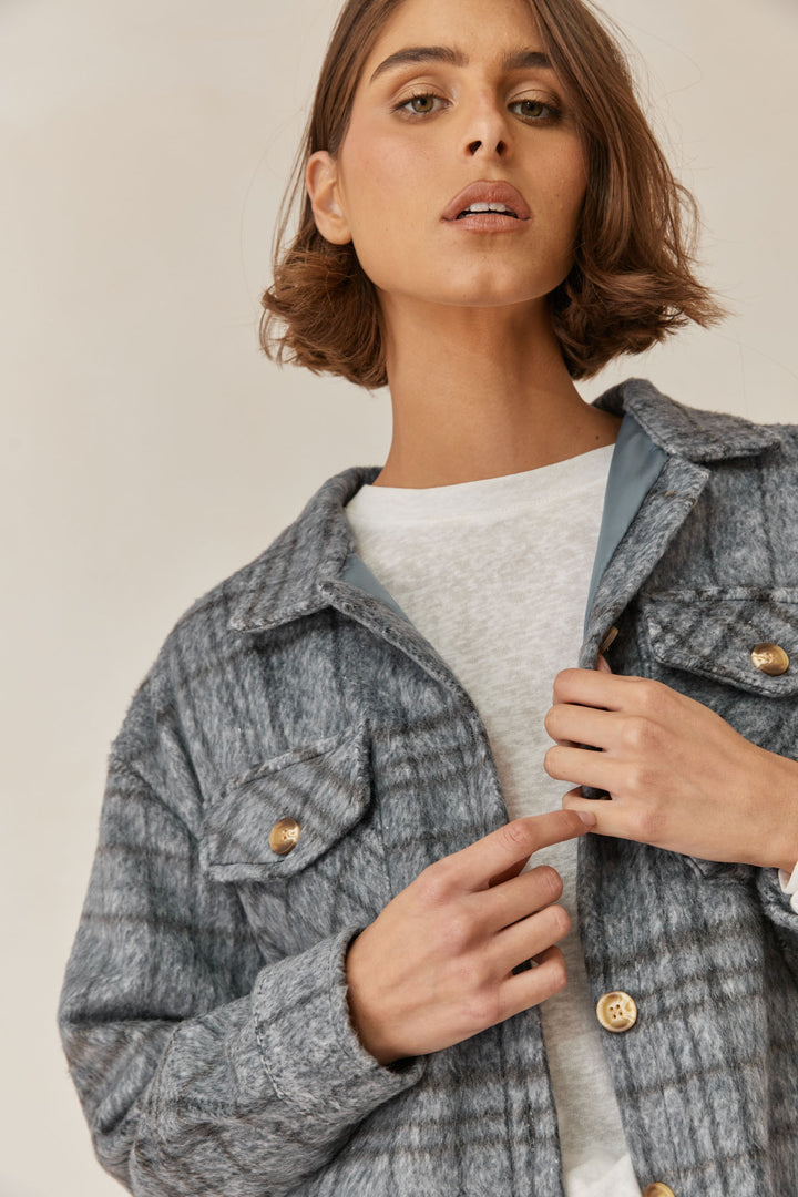 ג'קט משבצות סינדי | כחול