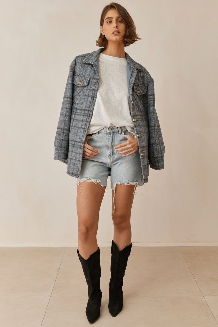 ג'קט משבצות סינדי | כחול