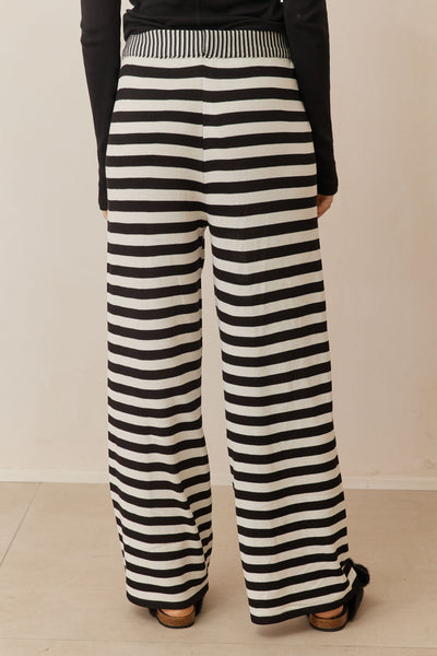 מכנסי ג'ולי סטרייפס בשילוב גומי במותן | שחור/לבן