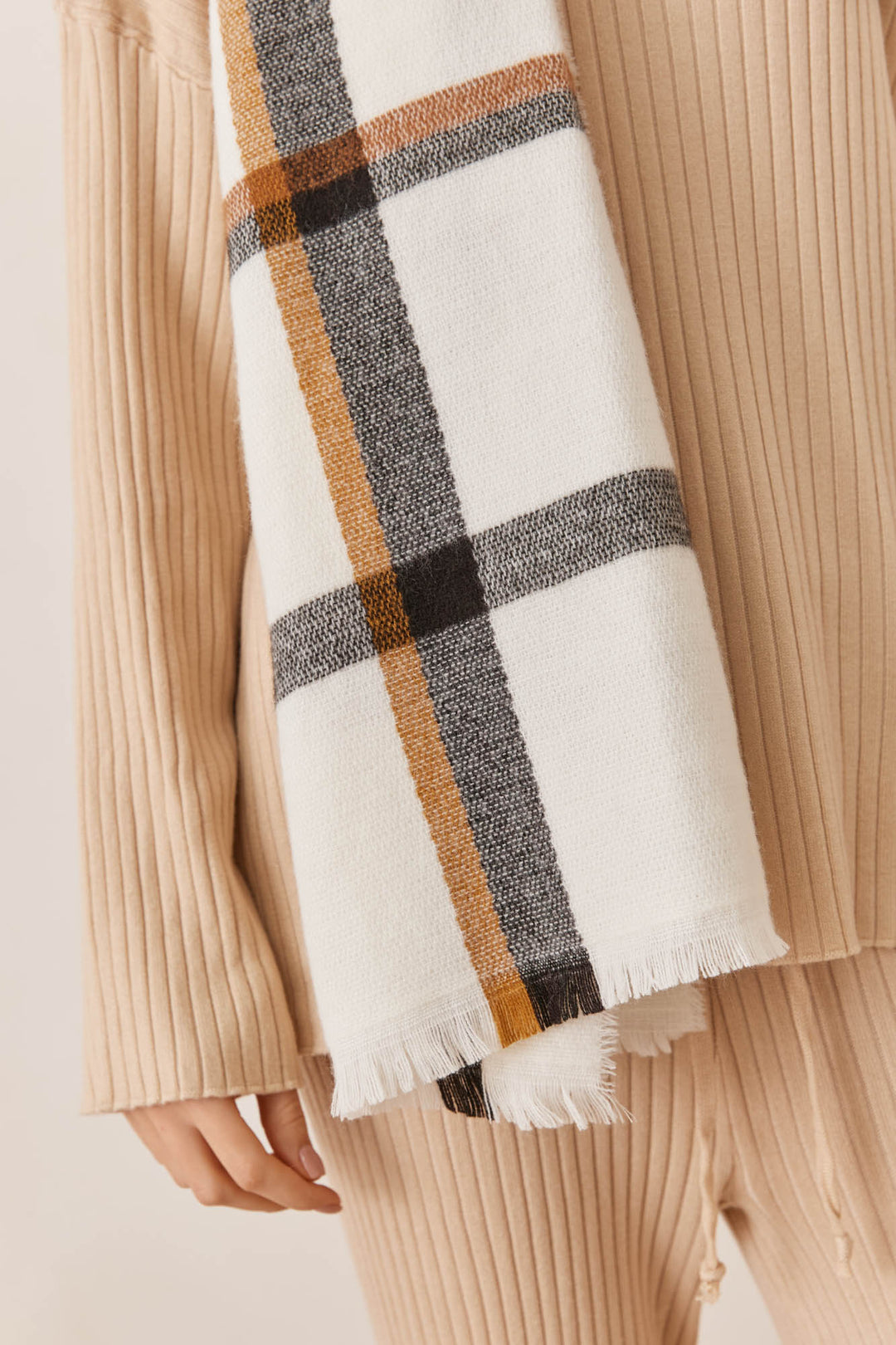 צעיף לונה סקוורס | לבן/חום