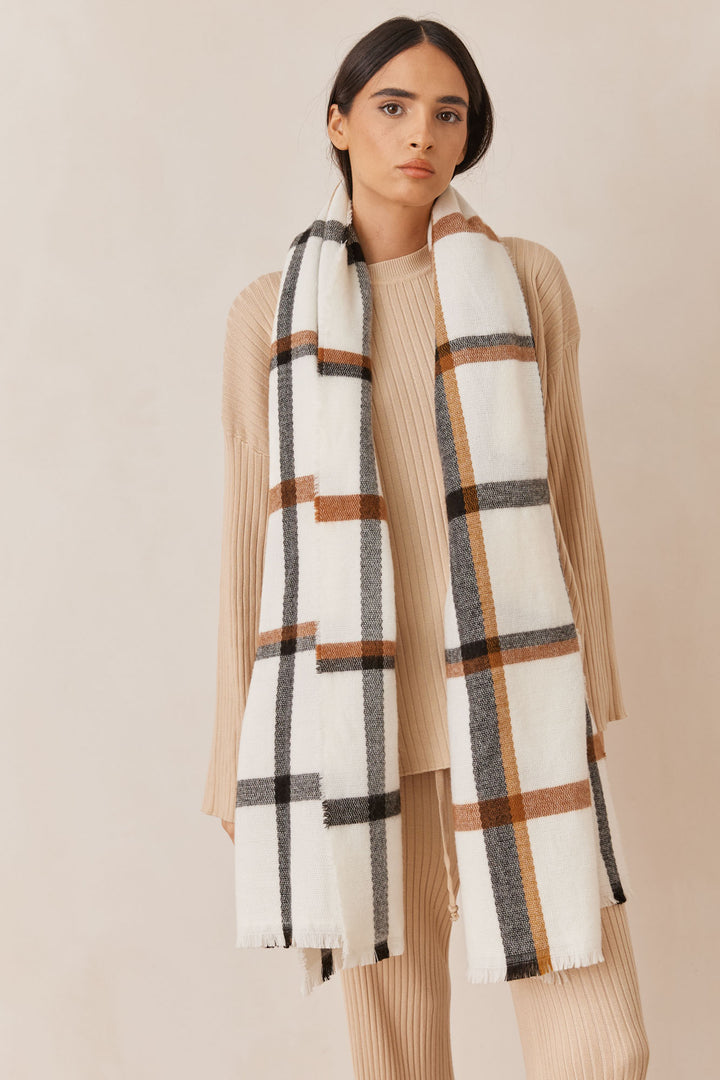 צעיף לונה סקוורס | לבן/חום