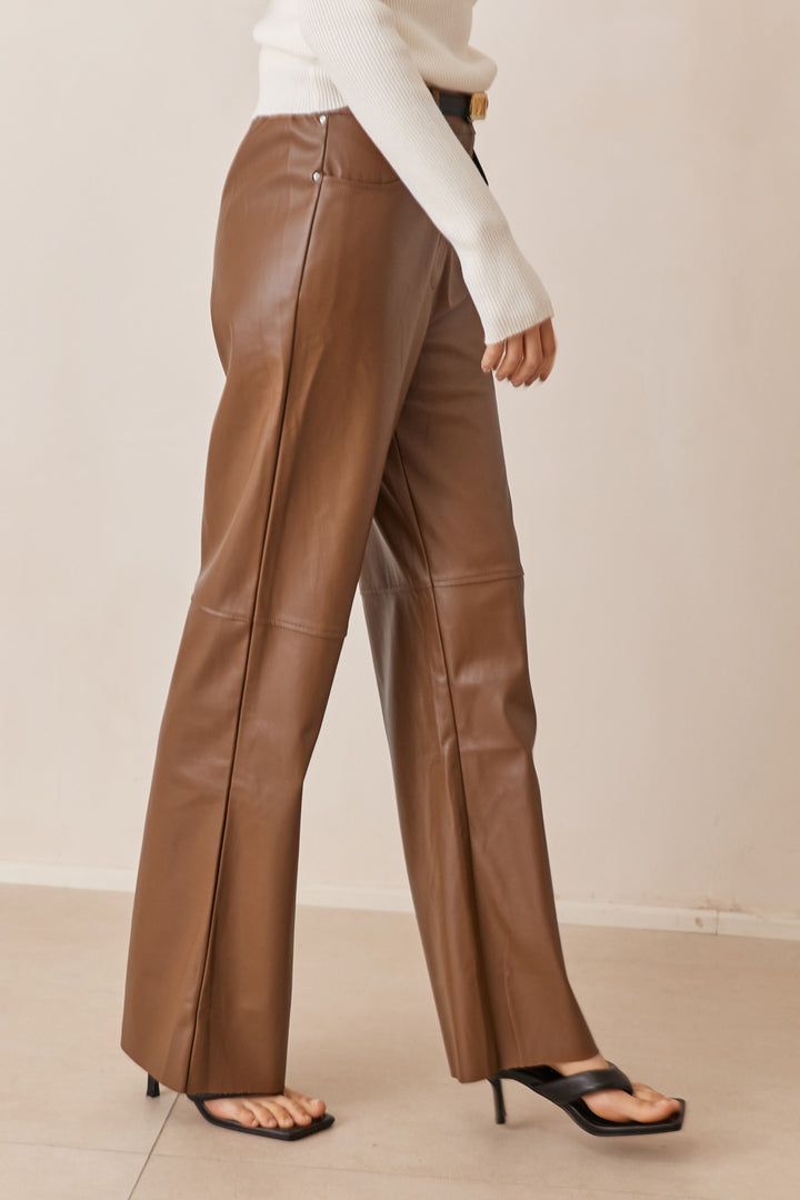 מכנסי דמוי עור הלנה | חום