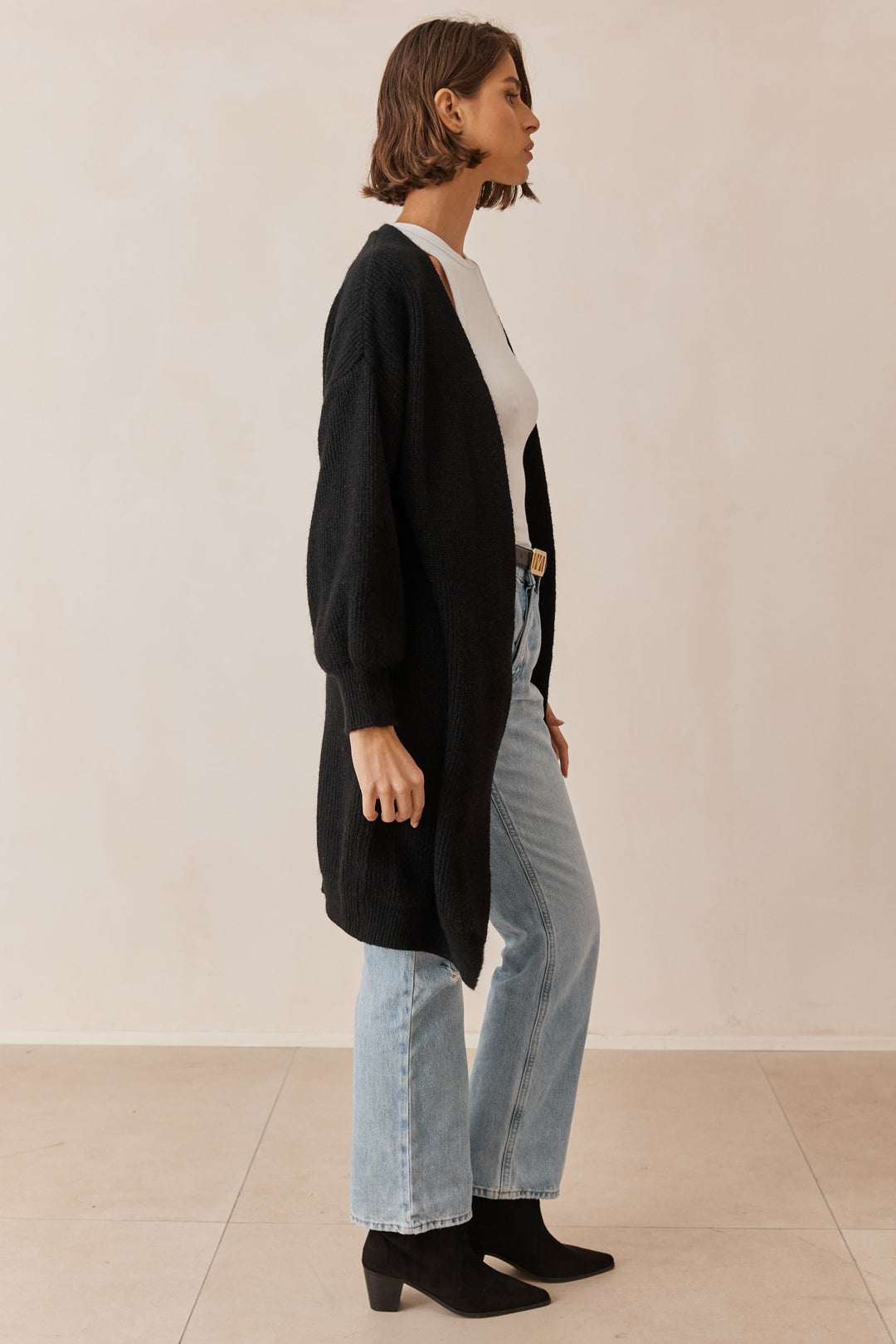 קרדיגן שיילו בד סריג | שחור