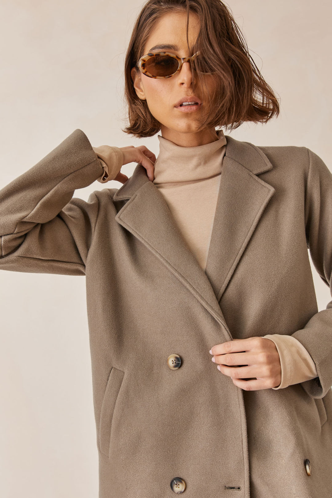 מעיל מארווין מחויט בשילוב כיסים | חום