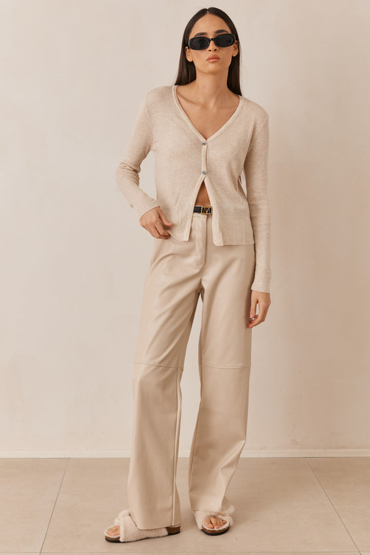 מכנסי דמוי עור הלנה | בז'