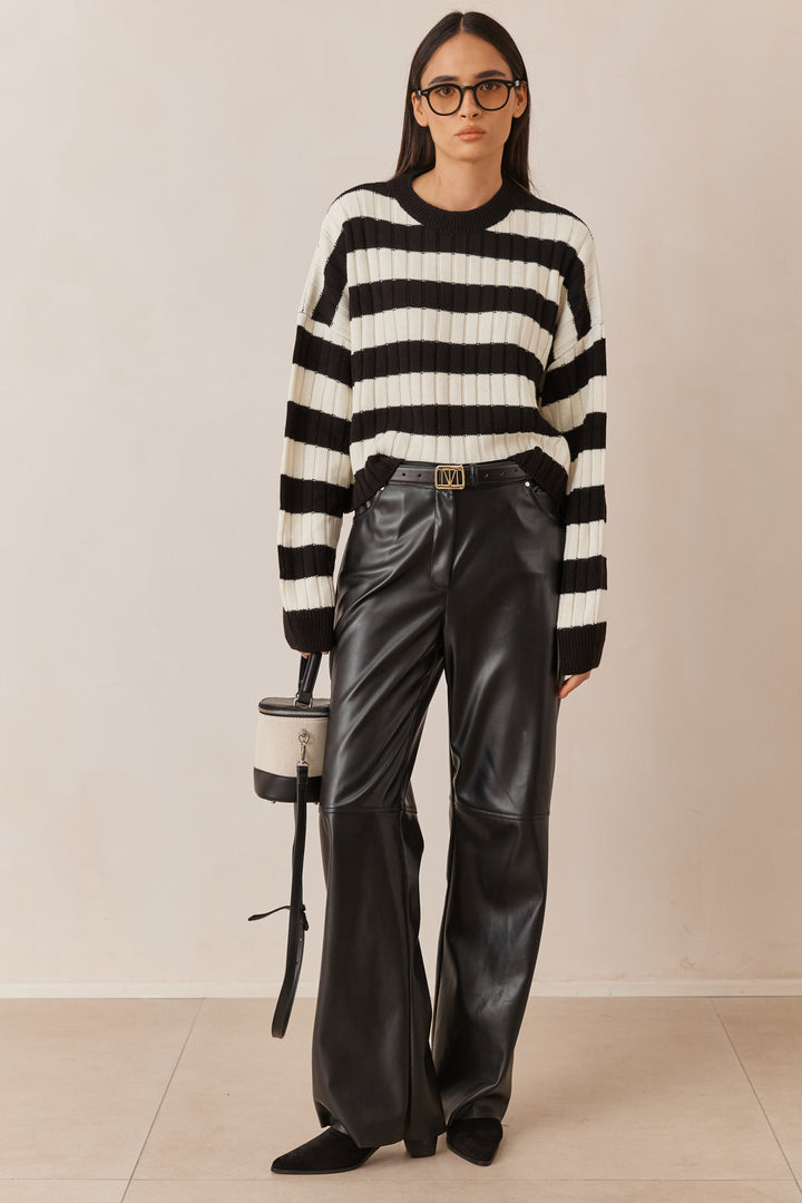 סריג סטרייפס ג'יימס | שחור/לבן