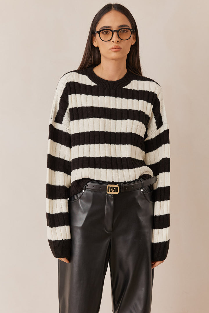 סריג סטרייפס ג'יימס | שחור/לבן