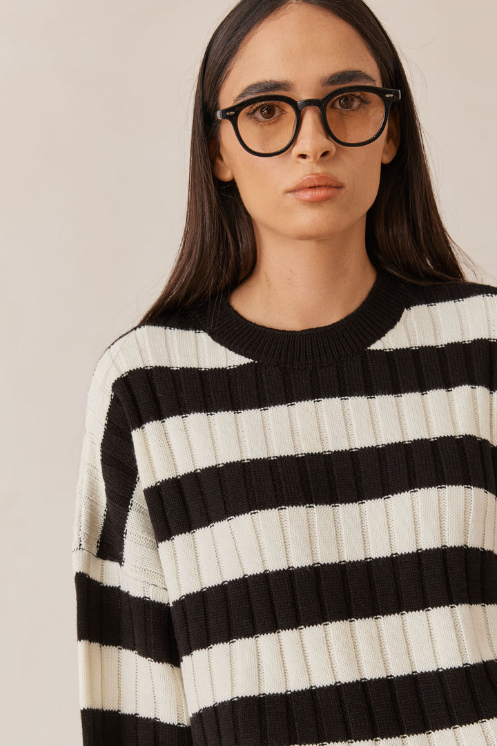 סריג סטרייפס ג'יימס | שחור/לבן