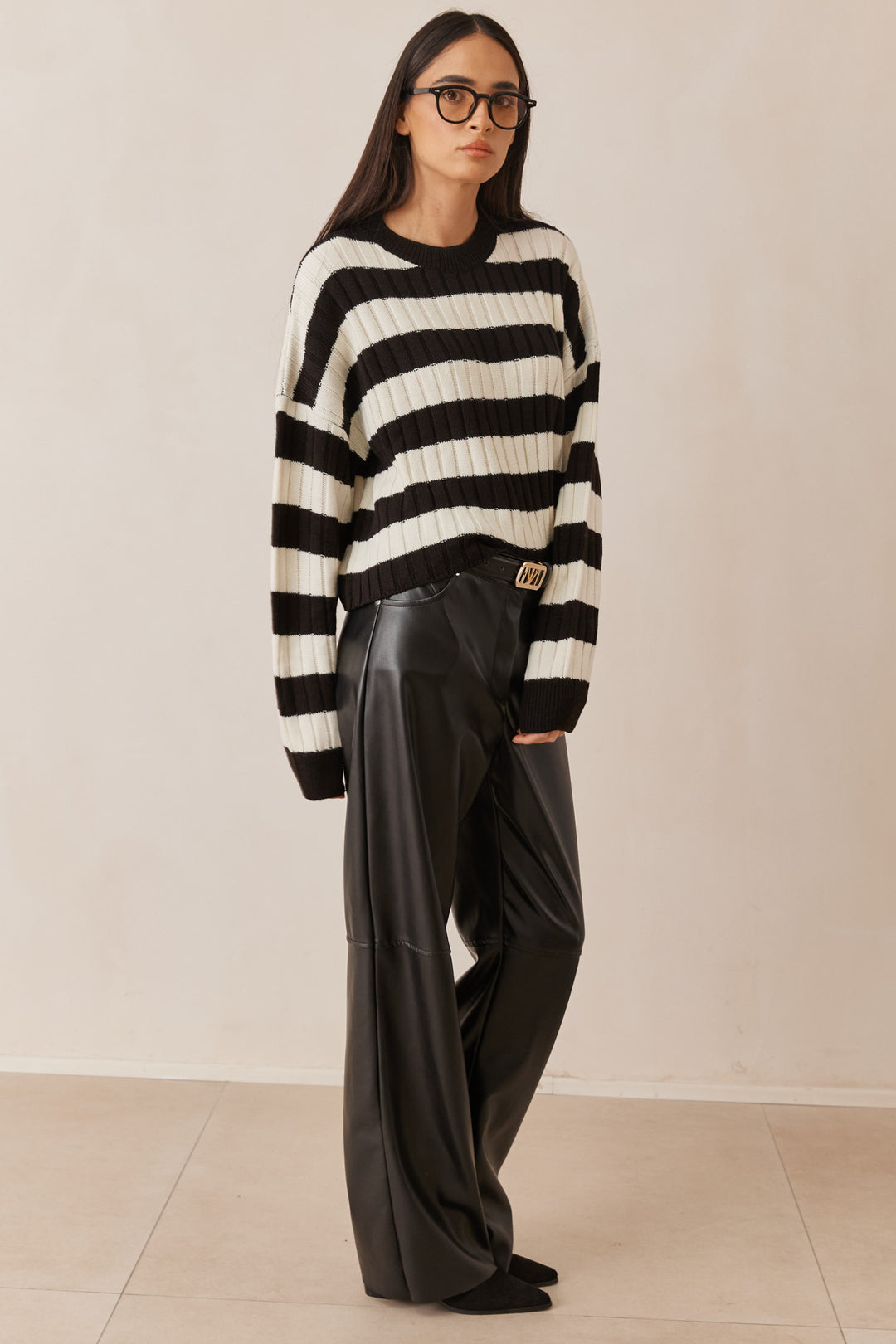 סריג סטרייפס ג'יימס | שחור/לבן