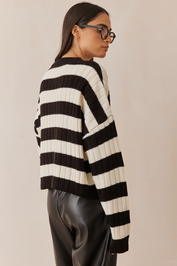 סריג סטרייפס ג'יימס | שחור/לבן