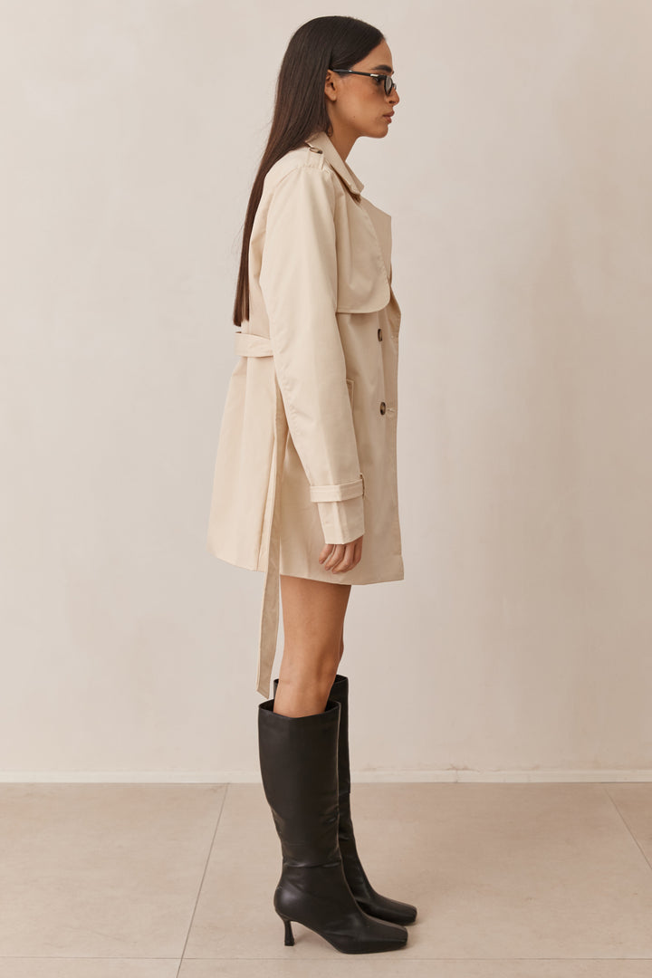 מעיל טראנץ' גרייסלין כפתורי נמר בשילוב רקמת לוגו | בז׳