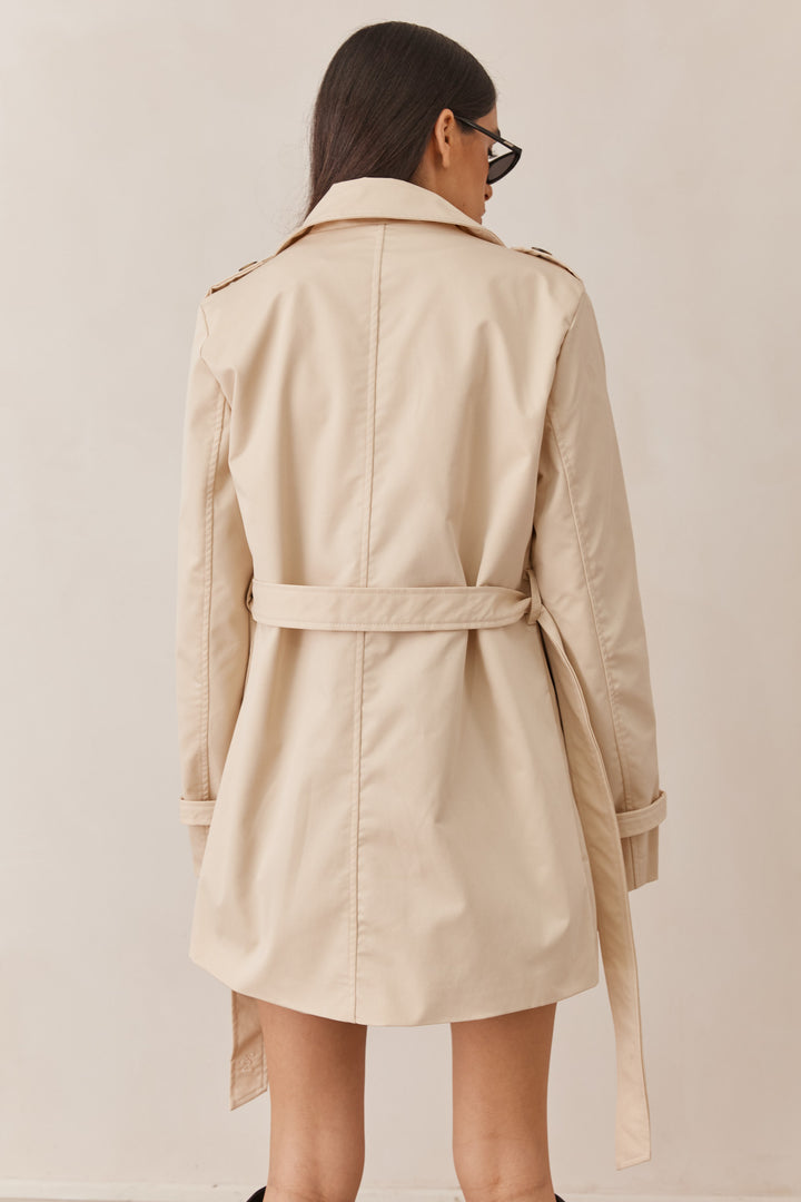 מעיל טראנץ' גרייסלין כפתורי נמר בשילוב רקמת לוגו | בז׳