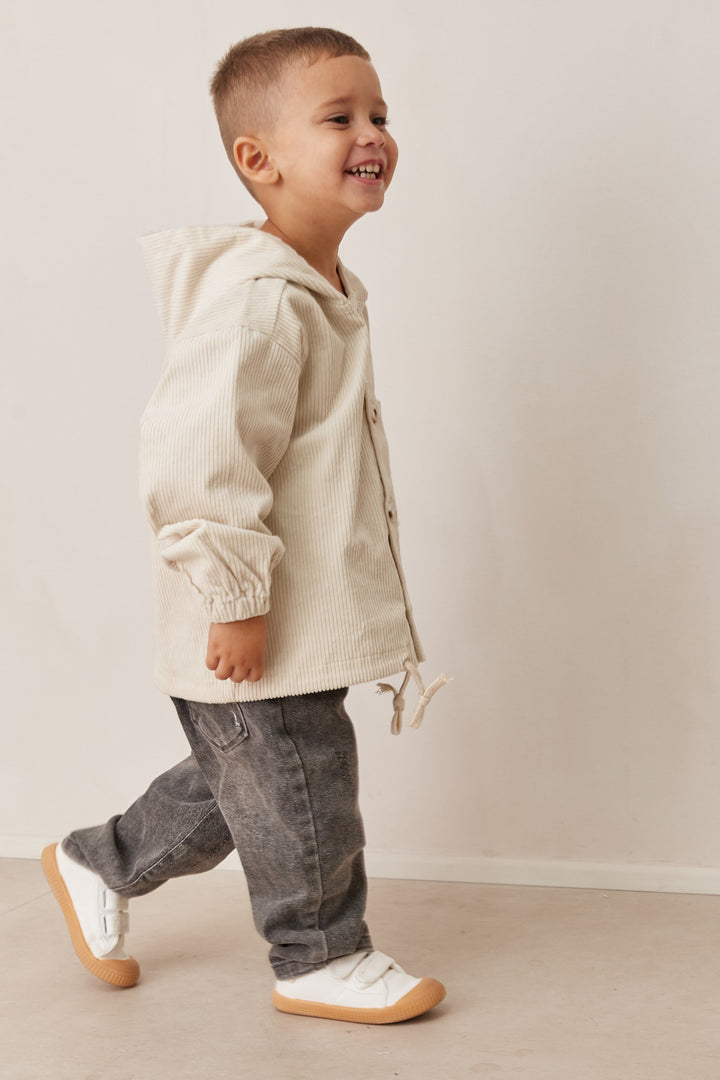 ג'קט קורדורוי בשילוב קפוצ'ון | קרם