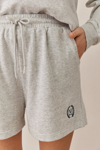מכנסי ספורטס נורי בשילוב רקמת לוגו | אפור