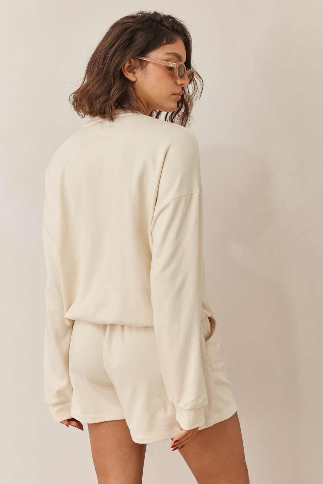 סוויטשירט ספורטס נורי בשילוב רקמת לוגו | קרם