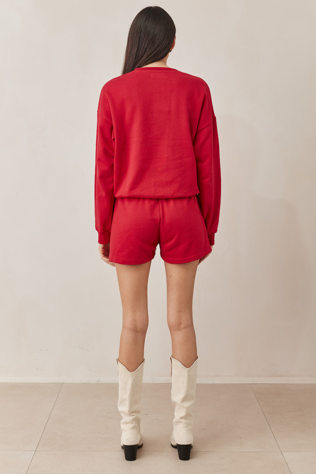 מכנסי ספורטס נורי בשילוב רקמת לוגו | אדום