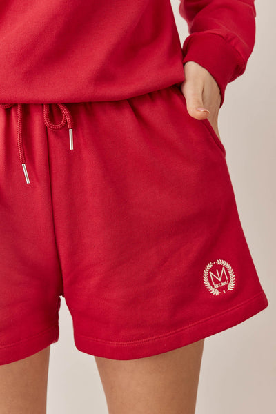 מכנסי ספורטס נורי בשילוב רקמת לוגו | אדום