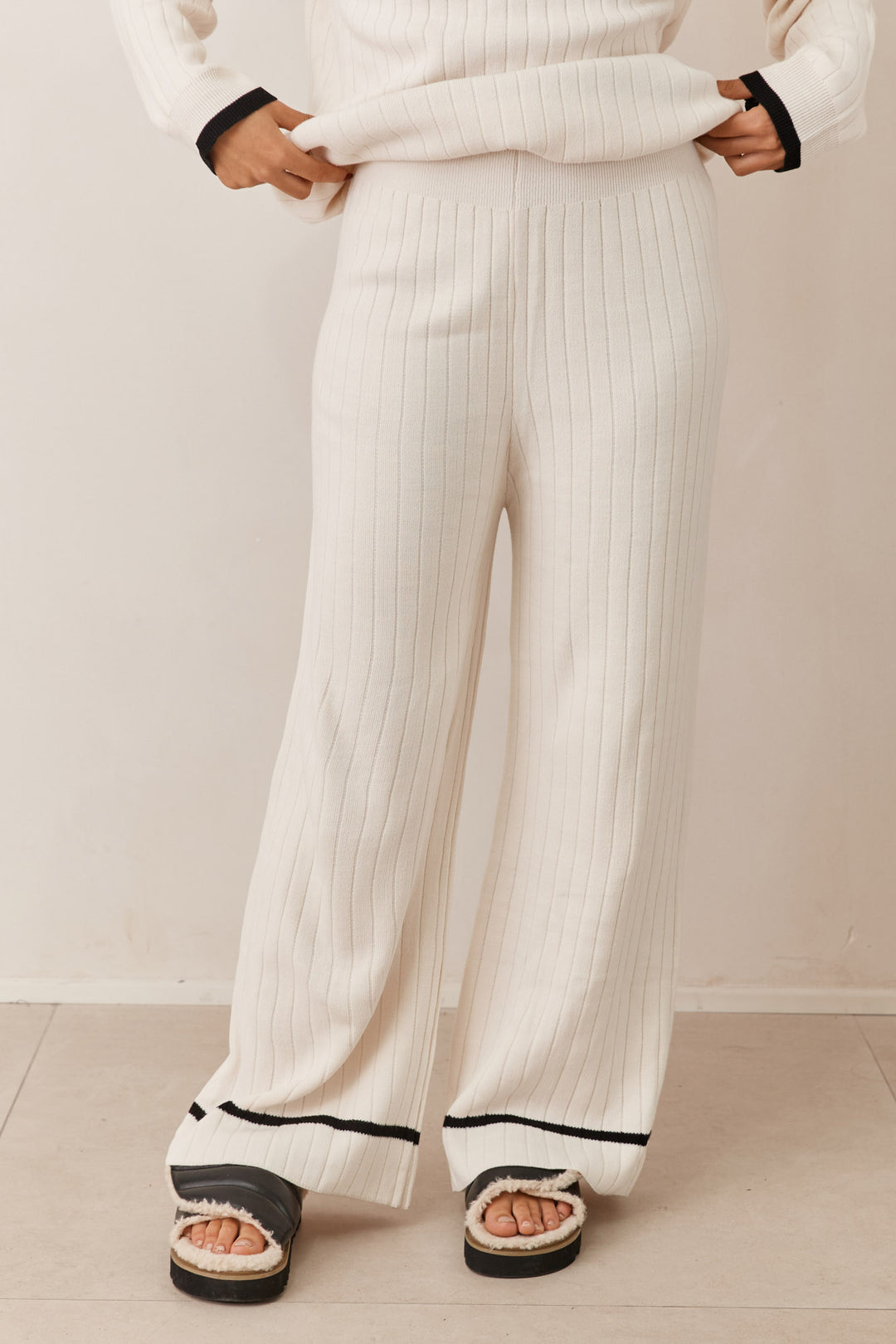 מכנסי סריג ג'ונה | לבן