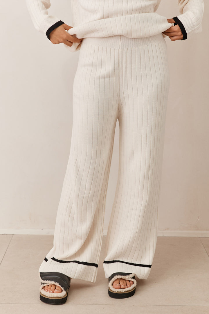 מכנסי סריג ג'ונה | לבן