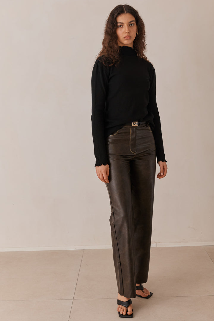 חולצת סריג קיירה חצי גולף | שחור