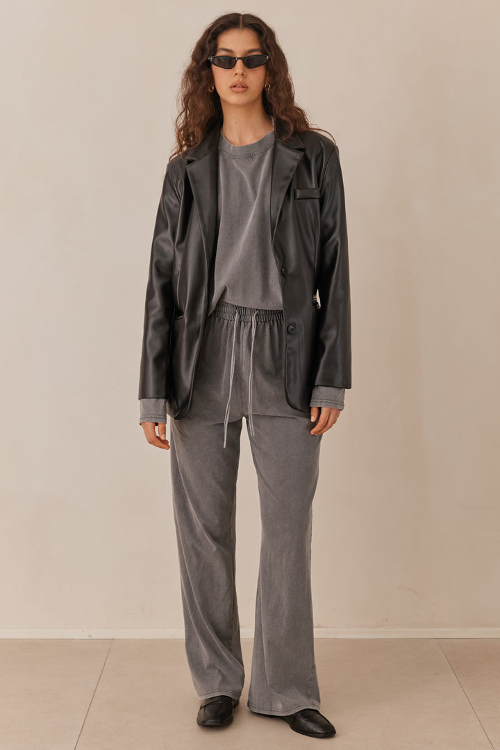 סוויטשירט נורי וואש בשילוב רקמת לוגו | אפור