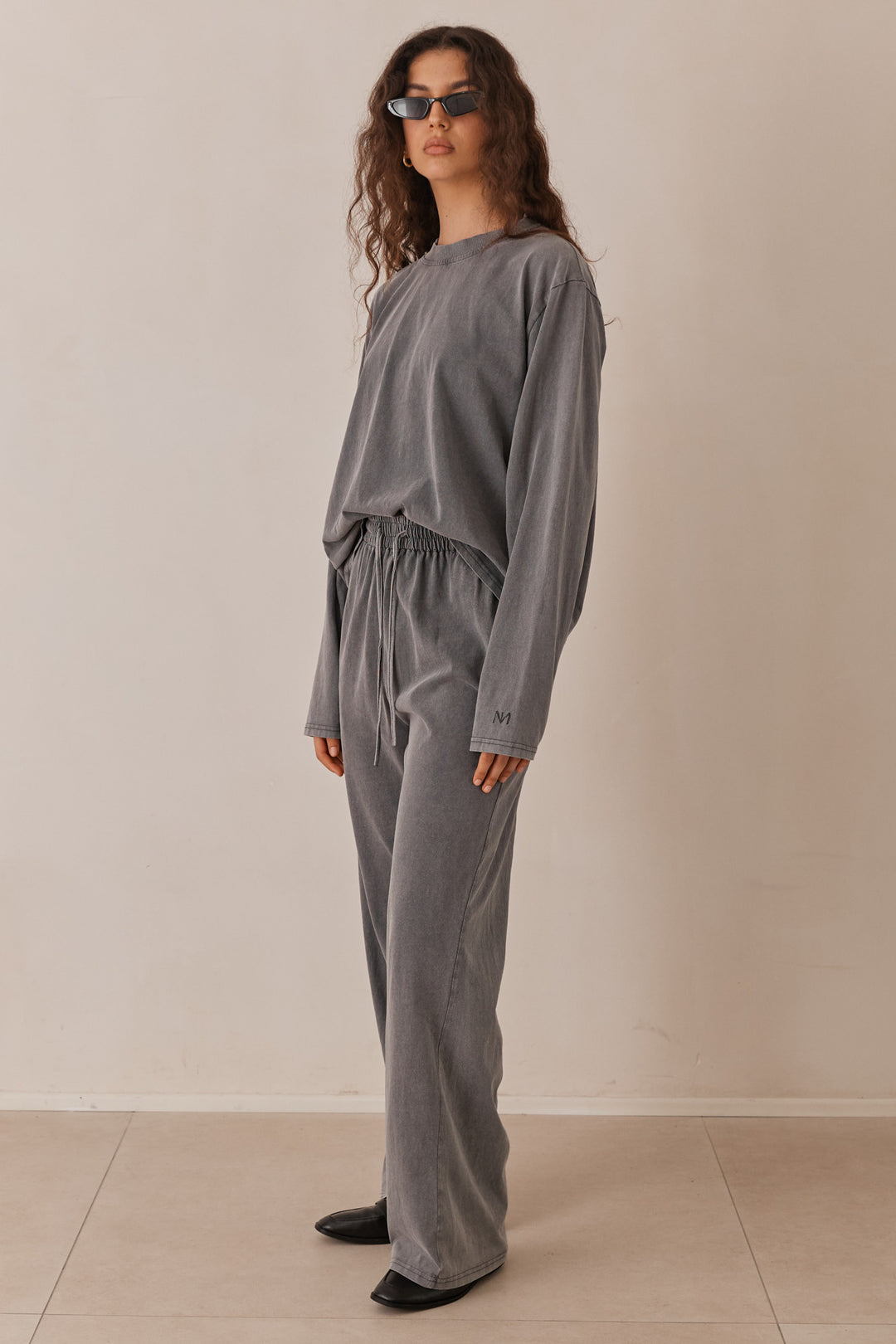 סוויטשירט נורי וואש בשילוב רקמת לוגו | אפור