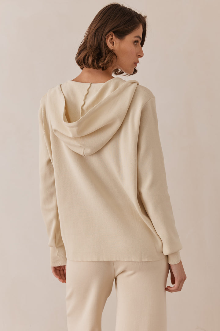 קפוצ'ון סריג נואל בשילוב רוכסן | קרם