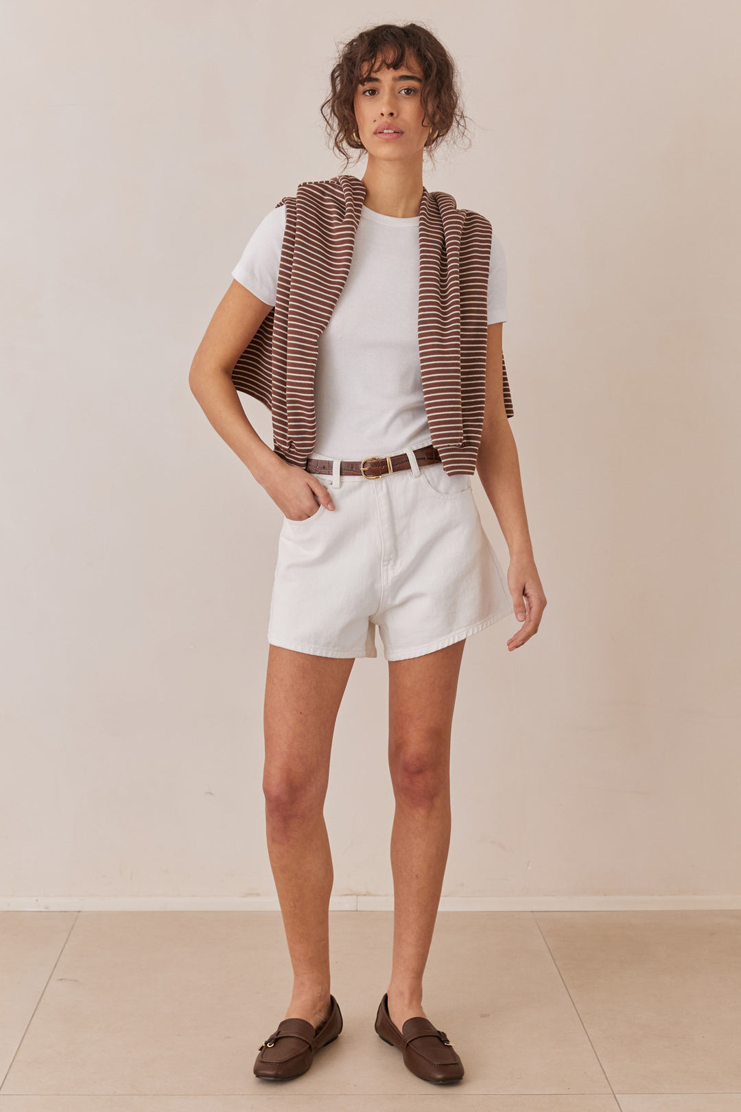 חגורת דמוי עור וולטר בשילוב אבזם | חום