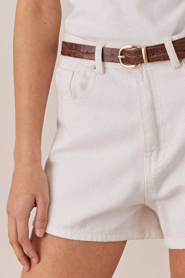 חגורת דמוי עור וולטר בשילוב אבזם | חום