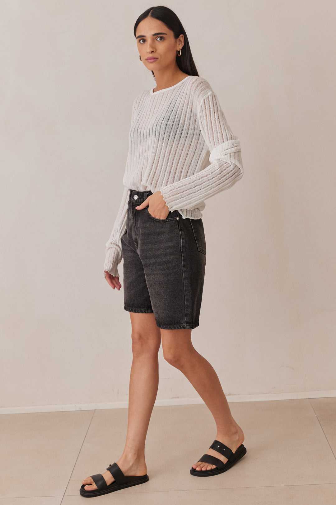 חולצת רשת איזבל מבד סריג | לבן