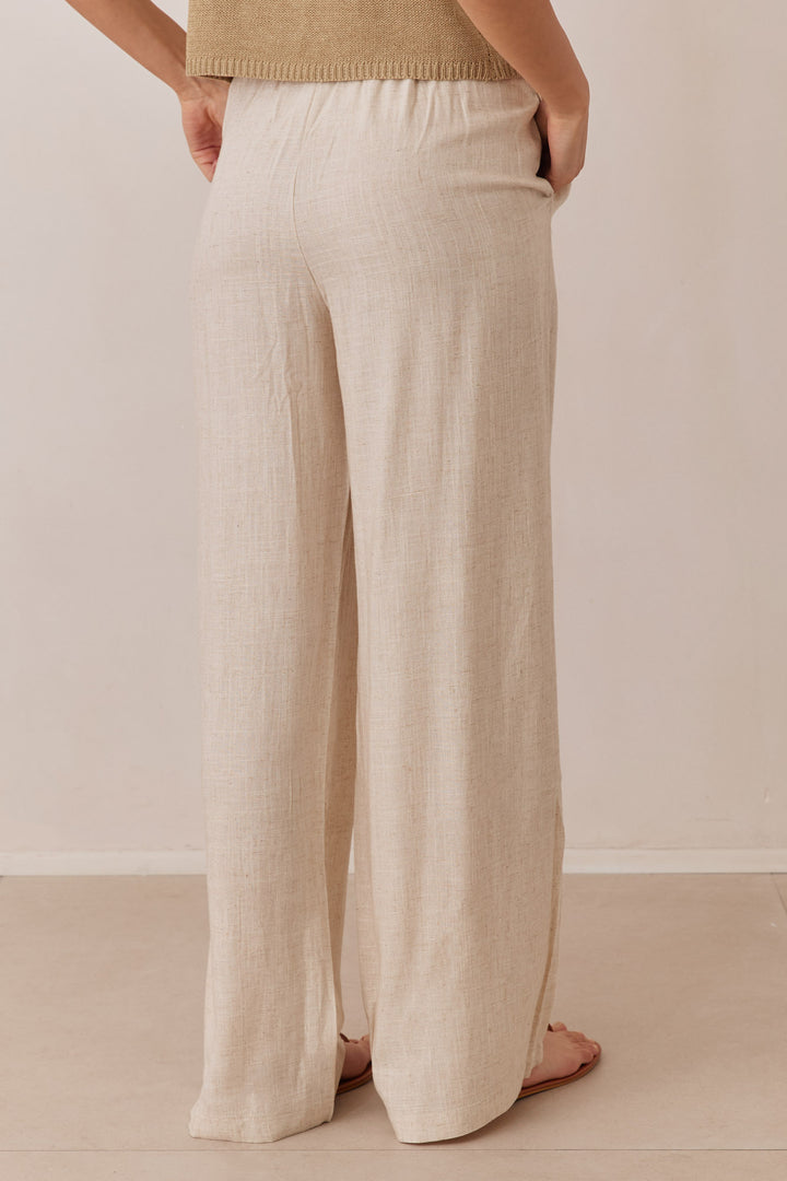 מכנסי בל פשתן גזרה ישרה | בז'