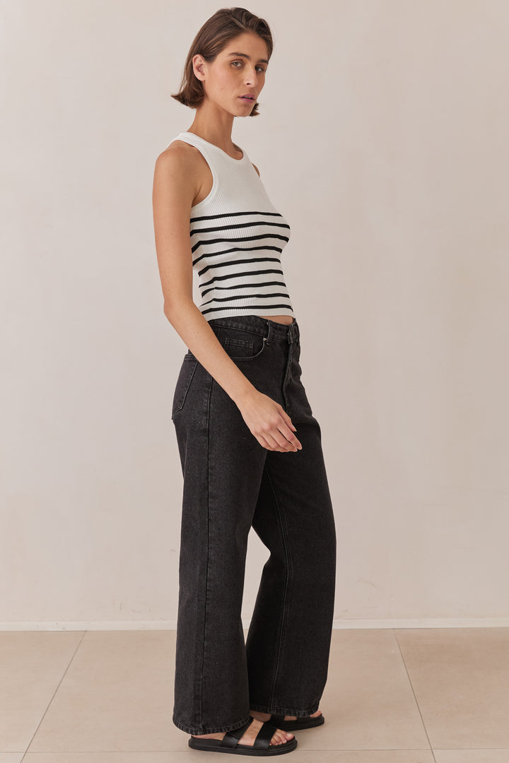 גופיית ברי סטרייפס | לבן/שחור