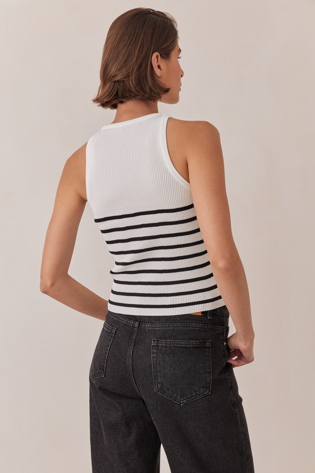 גופיית ברי סטרייפס | לבן/שחור