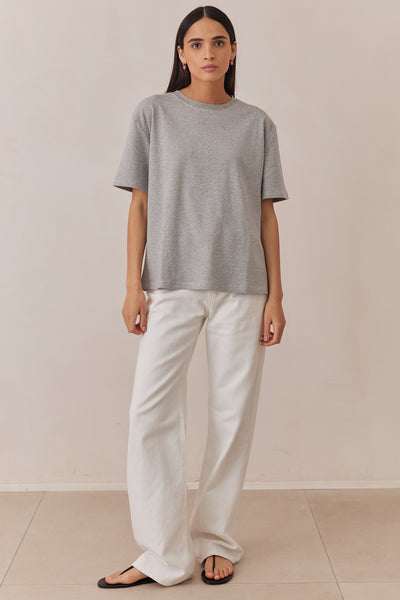 טי שירט לורן פרינט סטרייפס | אפור/לבן